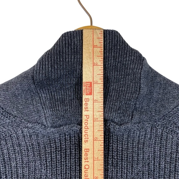 Alan Flusser Sweater Men XL 1/4 Zip Cotton Heather Gray High Neck Traditionalist - Picture 8 of 10